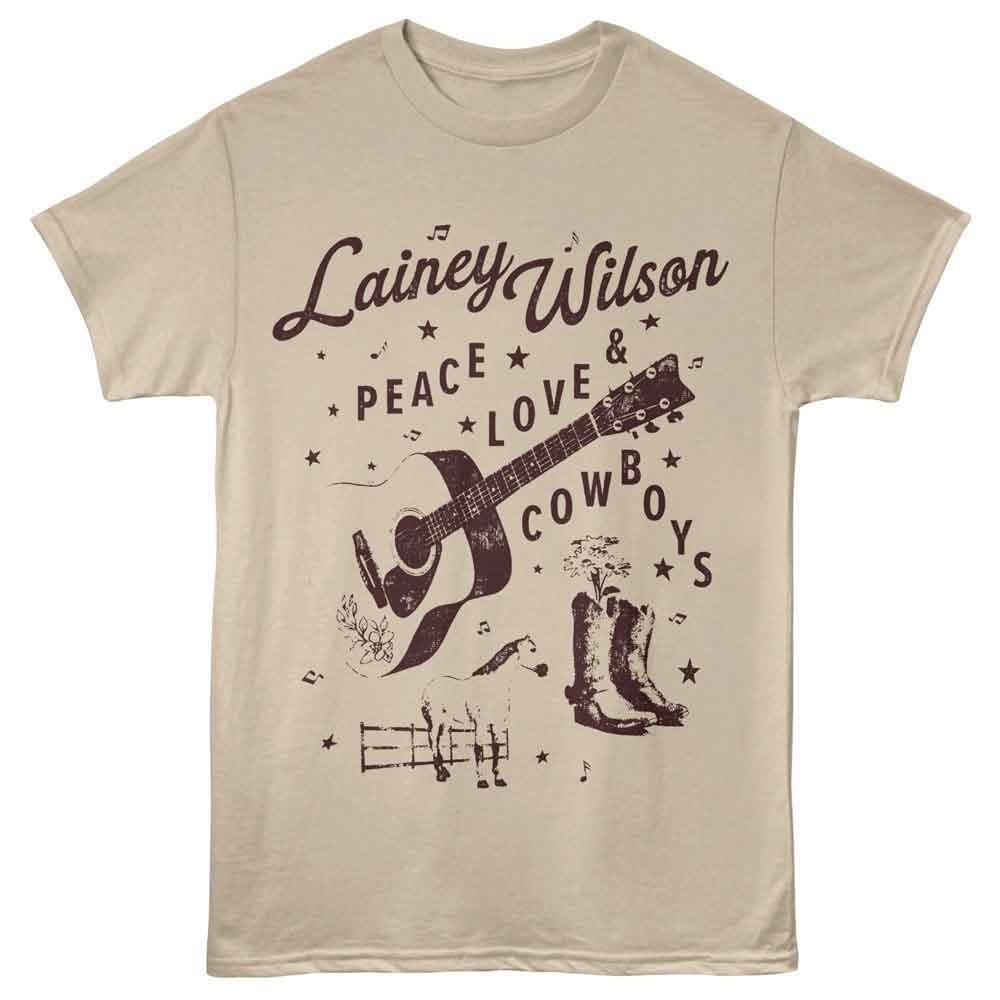 Lainey Wilson - Peace Love Cowboys - Adult Unisex Short Sleeve T-Shirt - Sand 4XL