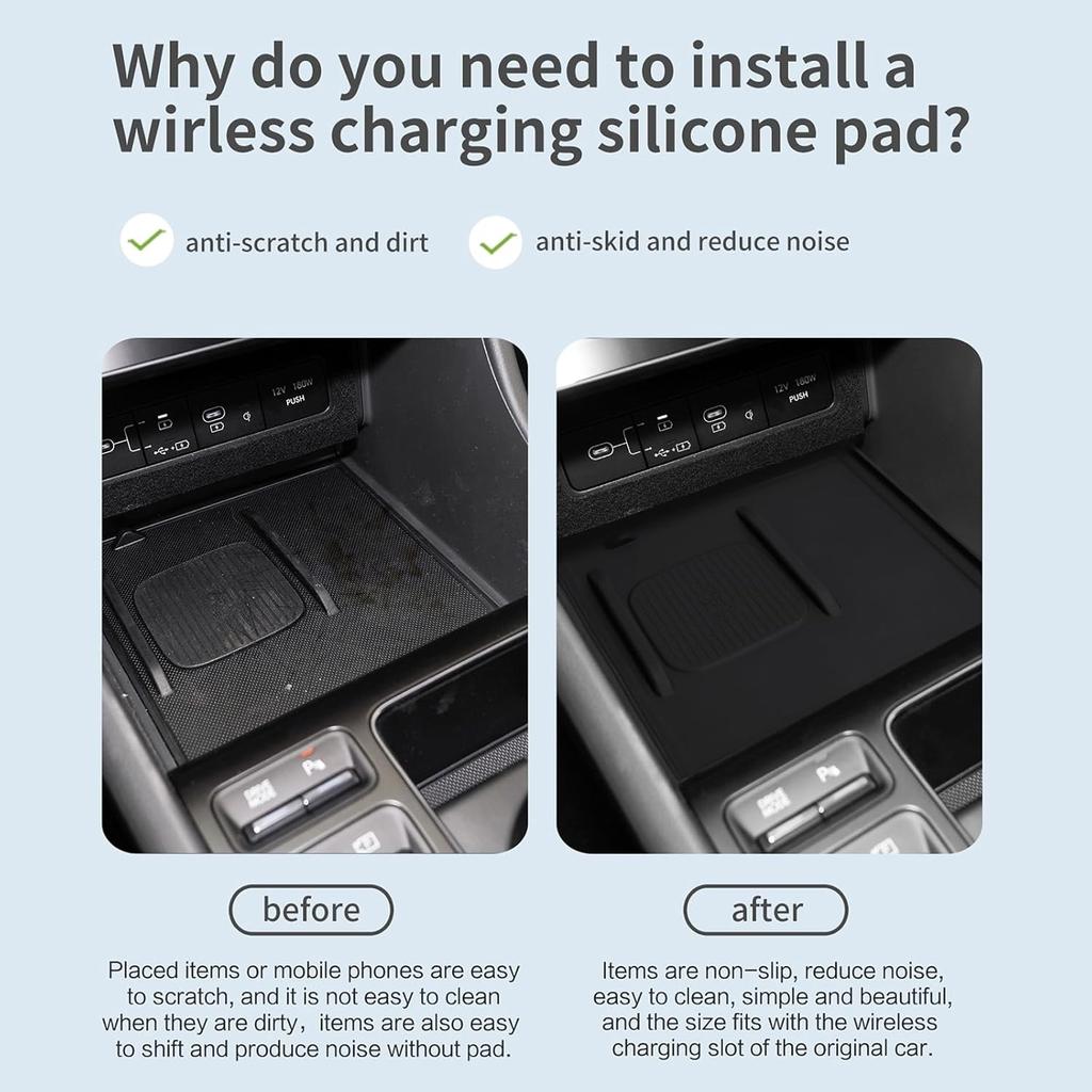 Center Console Wireless Charging Mat for 2024 2025 2026 Hyundai Sonata N-line Hybrid Accessories Silicone Dust Anti Slip Protection Pad Center