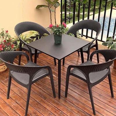 Modern Rattan-Style Stackable Outdoor Chair for Home, Balcony, or Courtyard Use