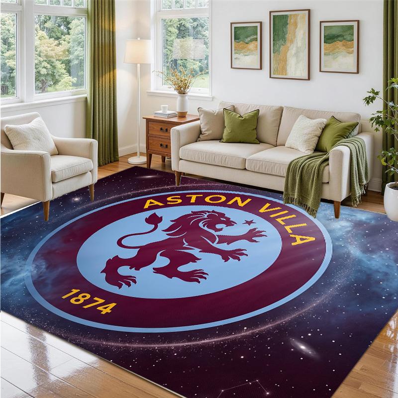 Aston Villa Football Design Crystal Velvet Rug Soft Decorative Mat for Bedroom Entrance