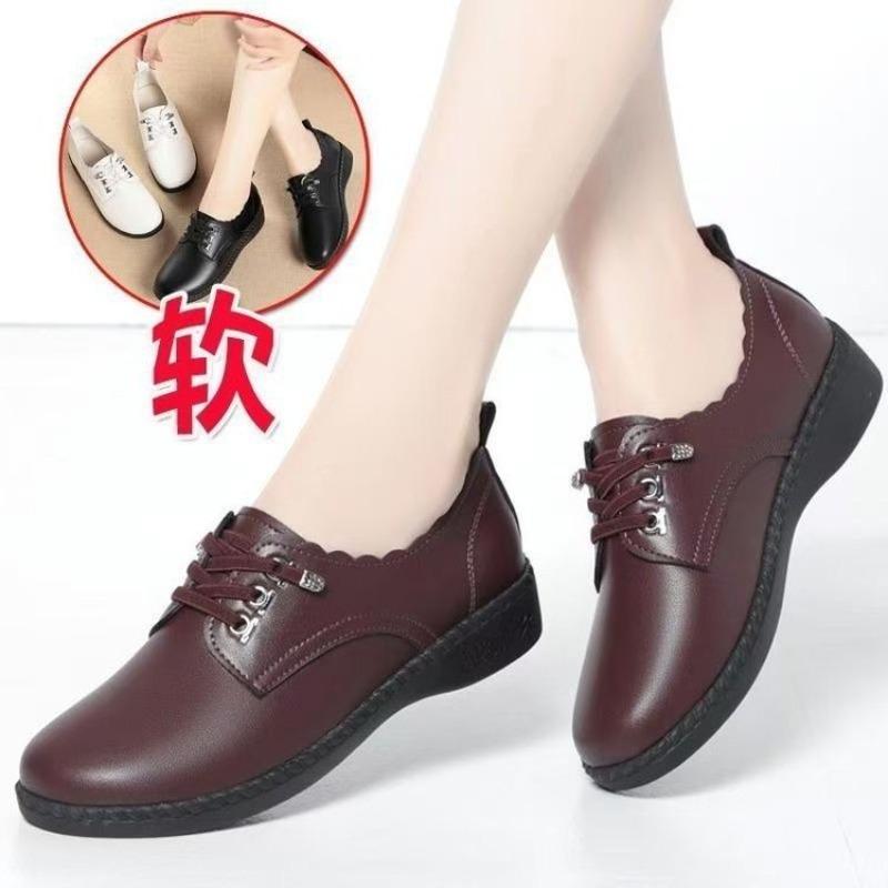 Casual super soft non-slip shoes autumn women's flat bottom shallow mouth single shoes women's small leather shoes