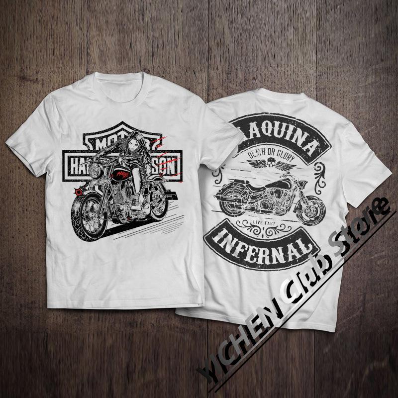Europäisches und amerikanisches Motorrad Heavy Duty Kurzarm-T-Shirt Herren Rock Max Retro Baumwolle Harley Motorrad Print Herren Top