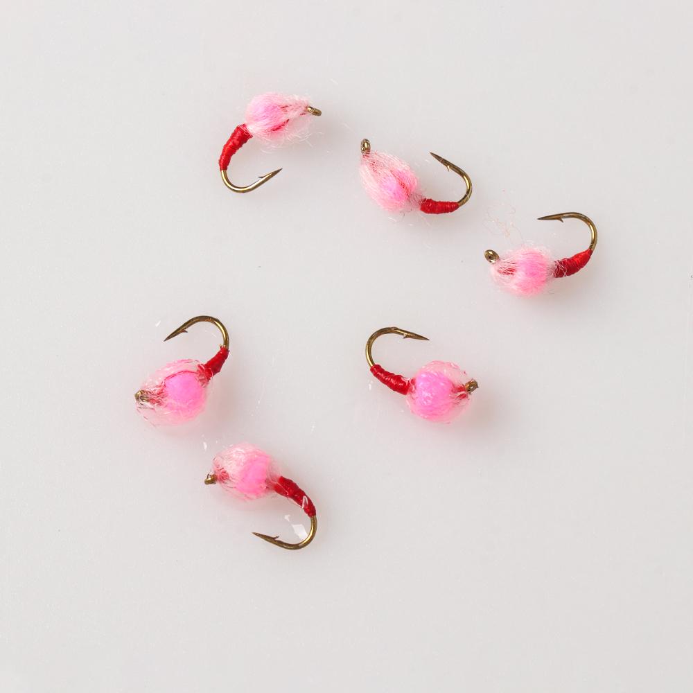 5pcs 10 Pcs/box Translucent Tungsten Bead Core Hard Egg Fly Glo Bug Fly Fishing Flies Lures Size 12#