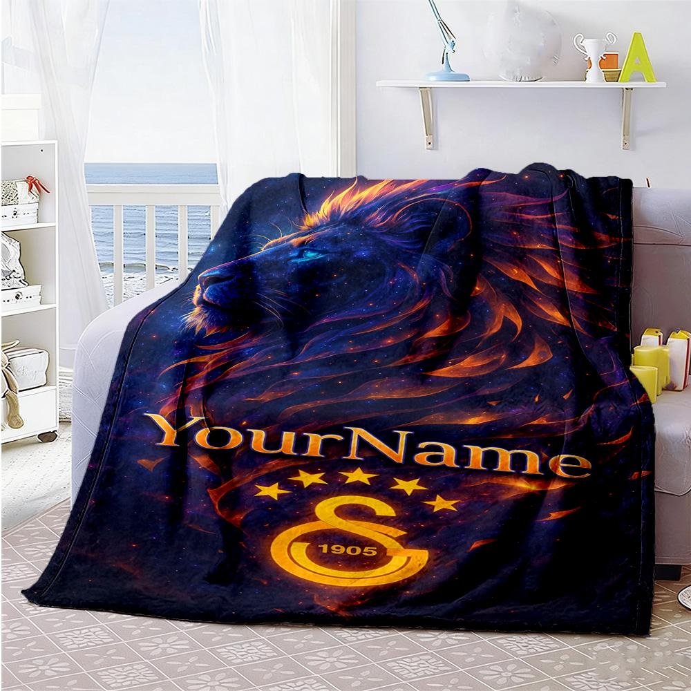 Galatasaray Customize Text Blanket Gift Personalized Blanket Ultrasoft Perfect For Couch Bed Sofa Seaside Ideal For All Seasons