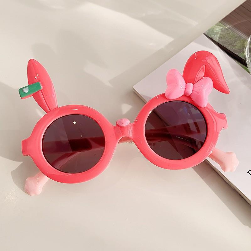 

Cute Bunny Ear Kids Sunglasses Cartoon Baby Shades UV Protection Sun Glasses for Outdoor Activities Photo Props Festival Accessories One Size рожевий