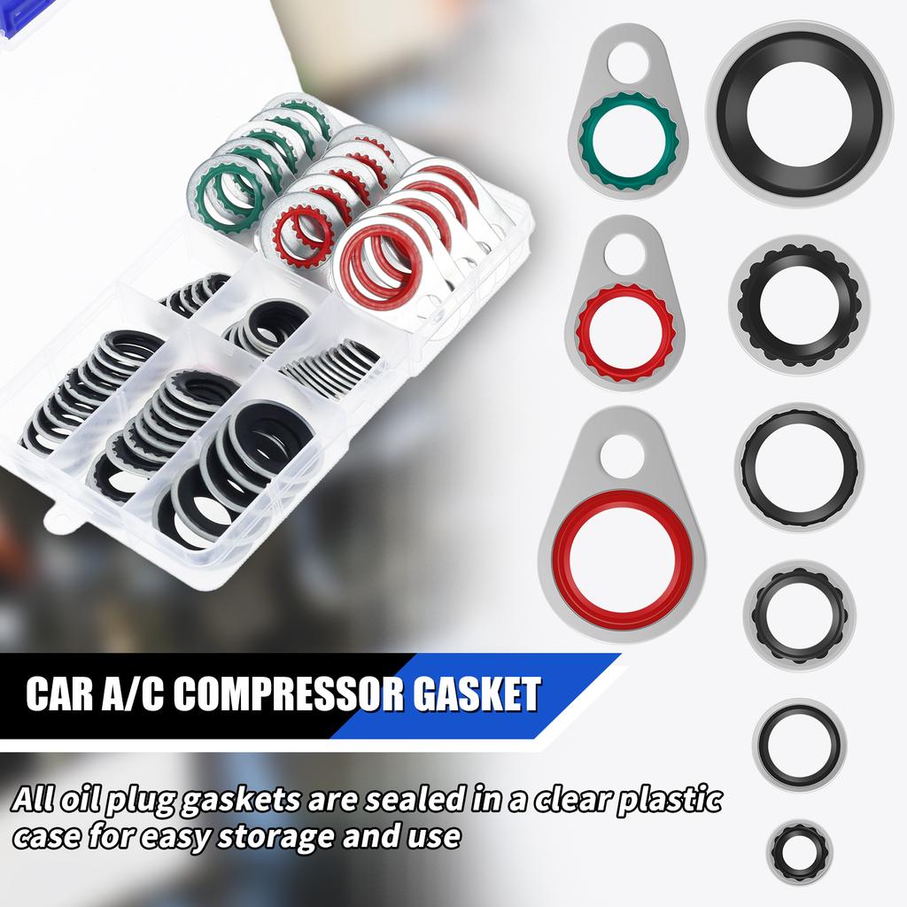 Car A/C O Ring Kit Corrosion Resistant Air Pump Gasket Sealing Air Conditioner Gasket Auto Air Conditioning System Repair Tool
