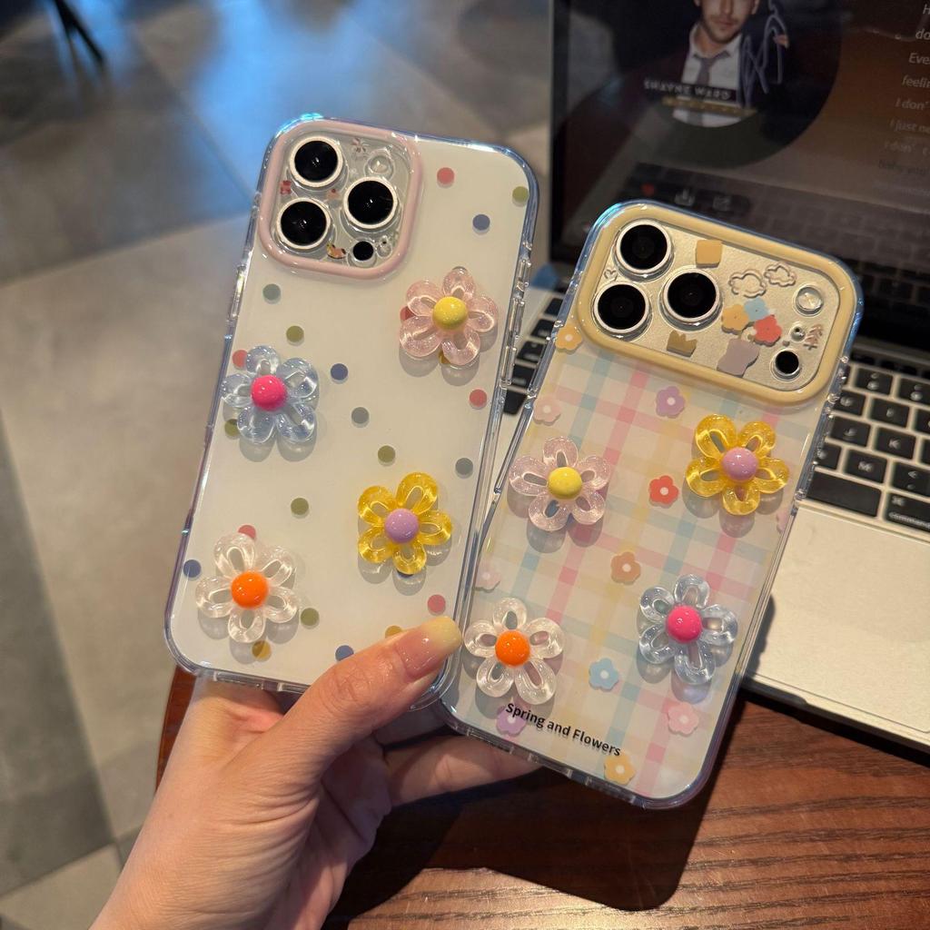 Gentle Pores 3D Polka Dot Floral Case for iPhone 17 Pro Max/15 Pro/14/15