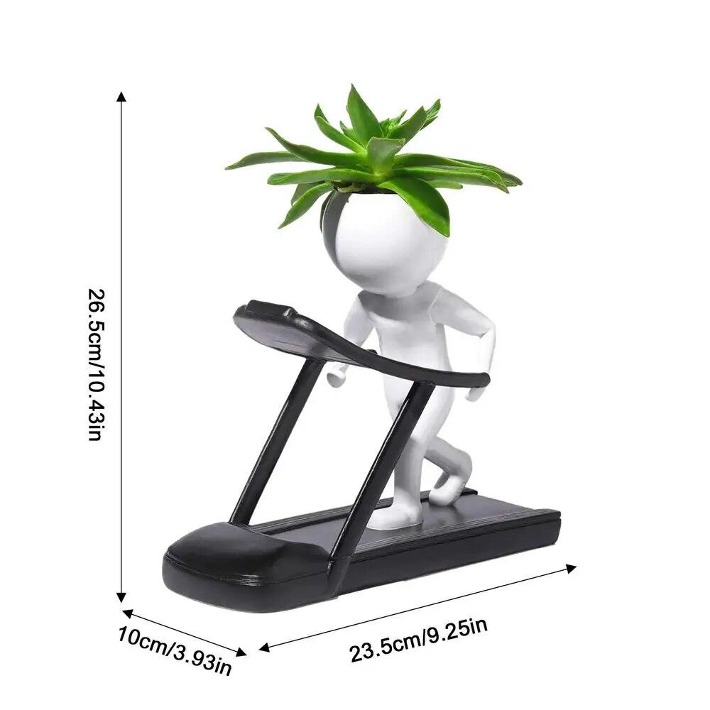 Succulent Plant Pots Weightlifting Running Yoga Human Shaped Succulent Pot Resin Creative Decorative Plant Pot for Mantel Table Bathroom