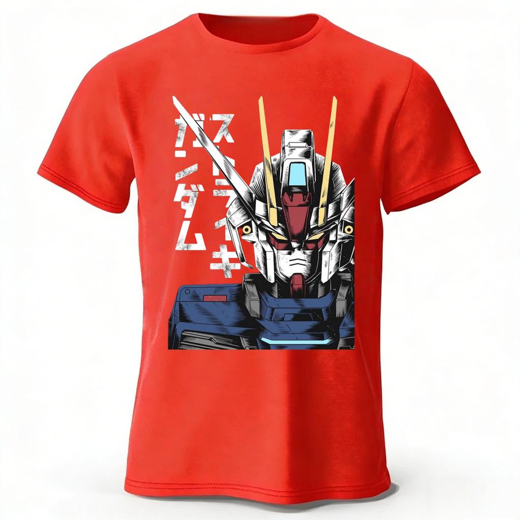Japanese Retro Mobile Suit Gundam Pure Cotton T-shirt Unisex Daily Casual Versatile Comfortable Plus-size Short Sleeves Tees