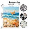 DIY Frameless Pearl Painting Kit Ocean Beach Butterfly and Flowers 3D Shiny Bead Art Canvas Relaxing Craft for Home Wall Decor Birthday Gift