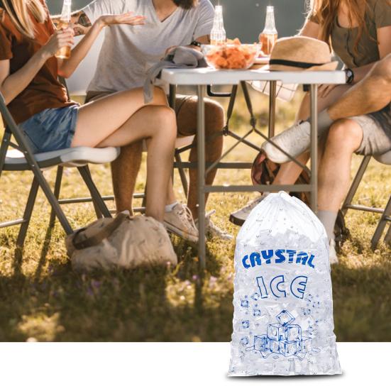 50Pcs Ice Bag Drawstring Clear Printed Heavy-Duty Large Capacity Multi-Use Transparent Ice Cube Holder Home Supplies