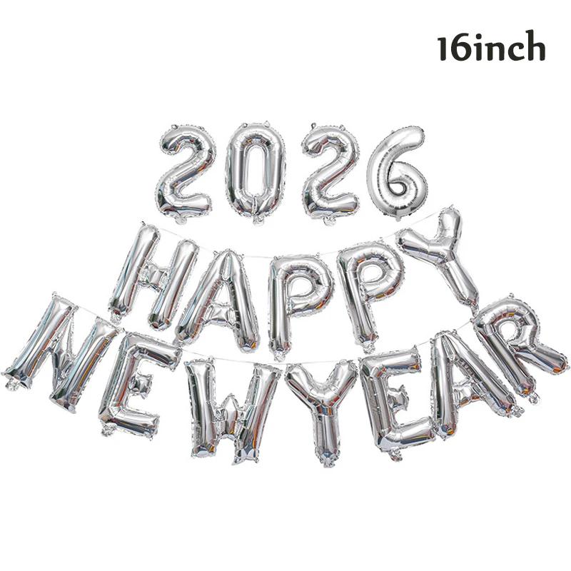 16Inch 2026 Happy New Year Foil Balloons Christmas New Year Party Decoration Festival Party Supplies Photo Props Home Decor