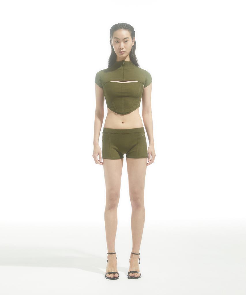 DRAE Corset Seamless Knit Top_Khaki