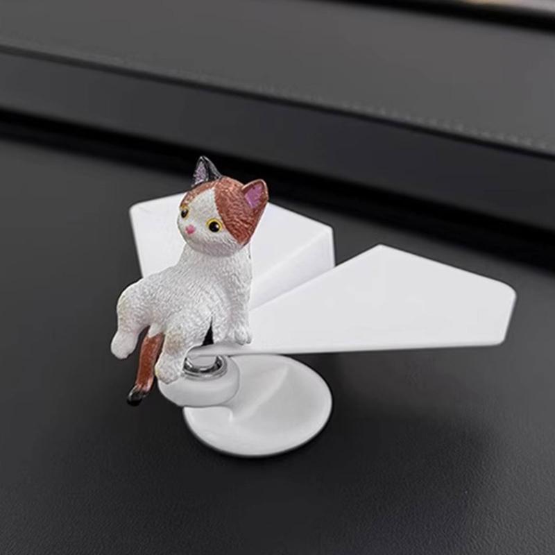 Solar Powered Rotating Airplanes Car Accessory Dashboard Decoration ABS Craft with Secure Silicone Mount for Long Travel