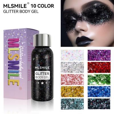 MLSMILE Flash Seecist Lidschatten Gesicht Körper Pailletten Gel Nachtclub Bühne Make-up Flüssiger Lidschatten