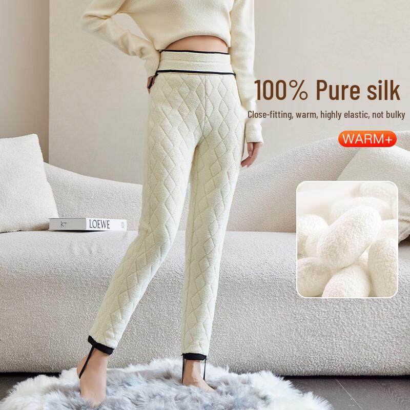Yuzhaolin Women's 700g Silk Lamb Wool Lined Thermal Leggings