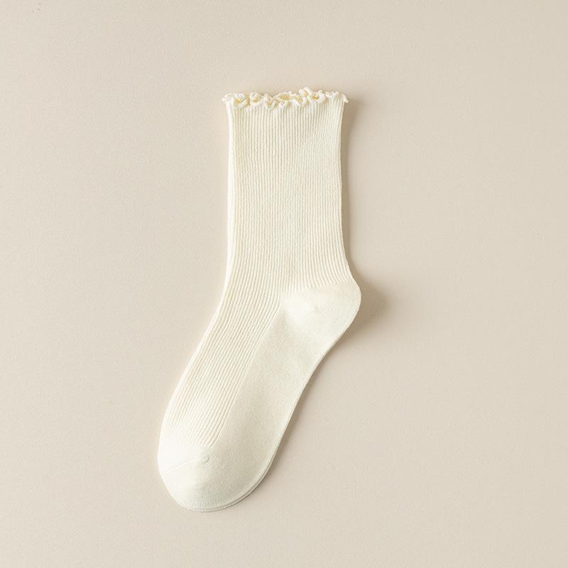 

«Милые женские носки из японского кружева из хлопка»: Весна/Осень, тонкий стиль, JK College Look One size белый/кремовый