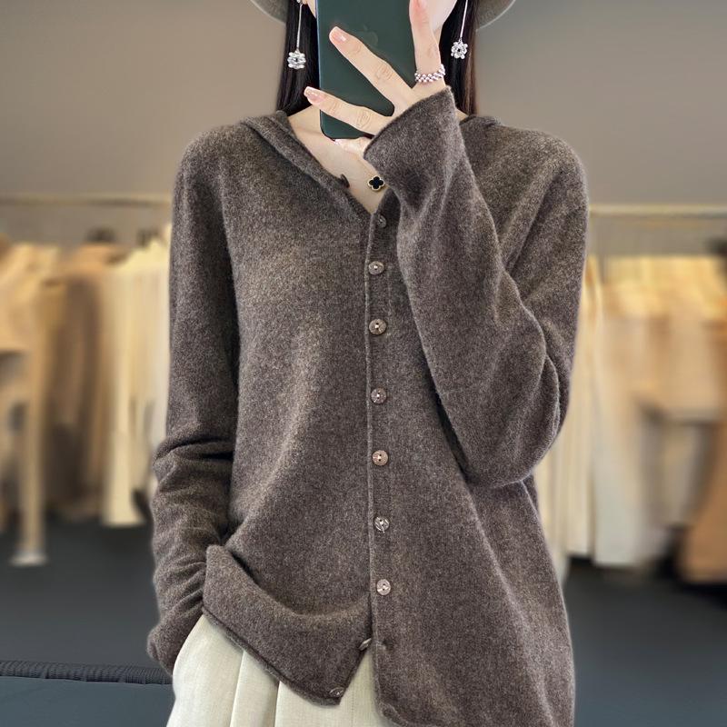Women's Loose Knit Wool Cardigan Sweater - Autumn/Winter Casual Top