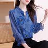 Women S Printed Chiffon Blouse 9 10 Sleeve Loose Fit Casual Shirt