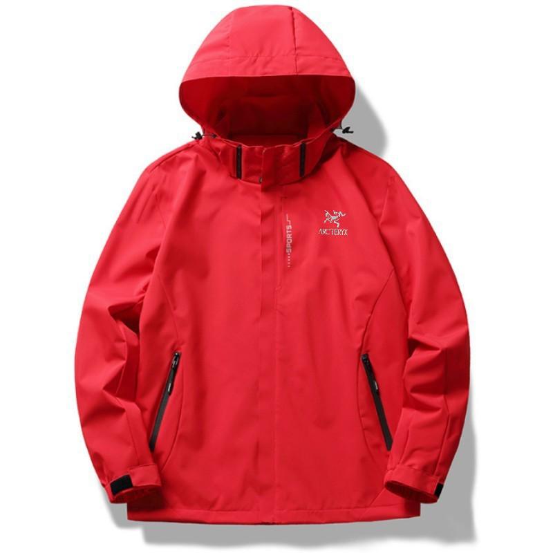 Unisex Waterproof Windproof Hooded Jacket for Mountaineering, Lightweight, Printed, Single-layer.
