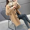 Imitation Mink Velvet Solid Turn-Collar Women Coats Korean Knit Cardigan Elegant Long Sleeve Tops Autumn Outerwear Loose Female