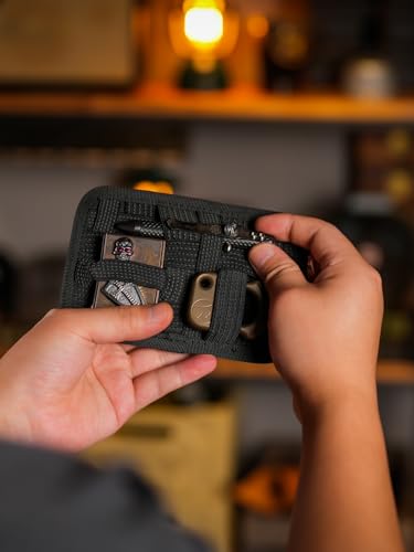 TACTICAL GEEK TCM2 Mini EDC Organizer Board, Non-Slip Elastic Woven Board with Small Item Bag Insert Panel, Bag-in-Bag, Everyday Essentials, Gadget Ba