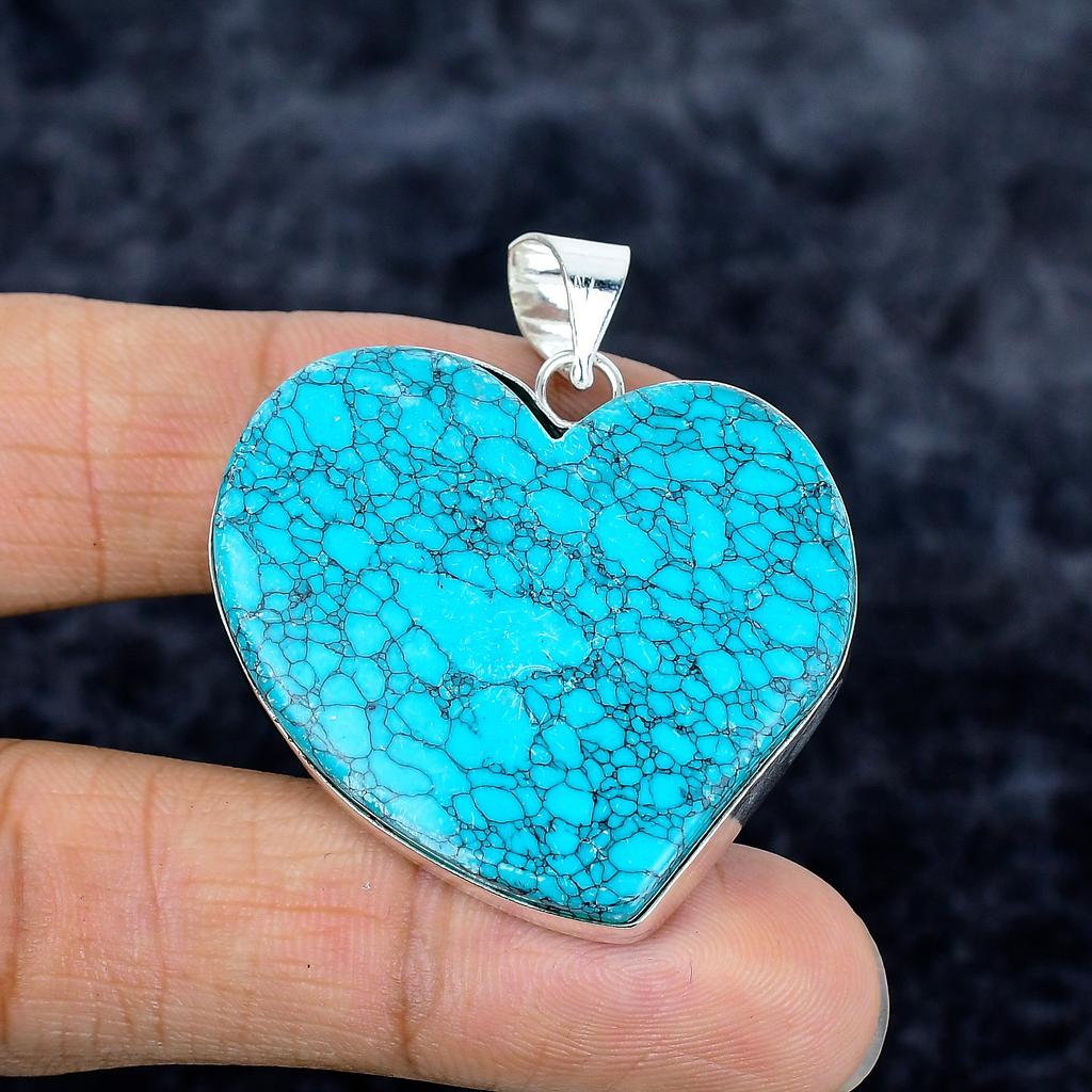 Santa Rosa Turquoise Gemstone 925 Sterling Silver Jewelry Pendant 1.81" M-3346