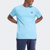 Adidas Solid Logo Breathable Crew Neck Short Sleeve T-Shirt Men Tops Blue IS1317