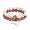 Popular Men's Sand Wood Bead Bracelet Hematite Beaded Bracelet Set Men's Black Agate Bead Elastic Bracelet