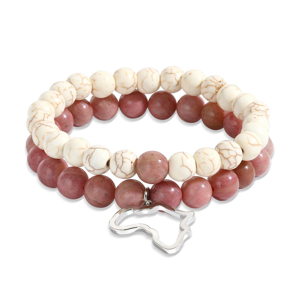 Popular Men's Sand Wood Bead Bracelet Hematite Beaded Bracelet Set Men's Black Agate Bead Elastic Bracelet