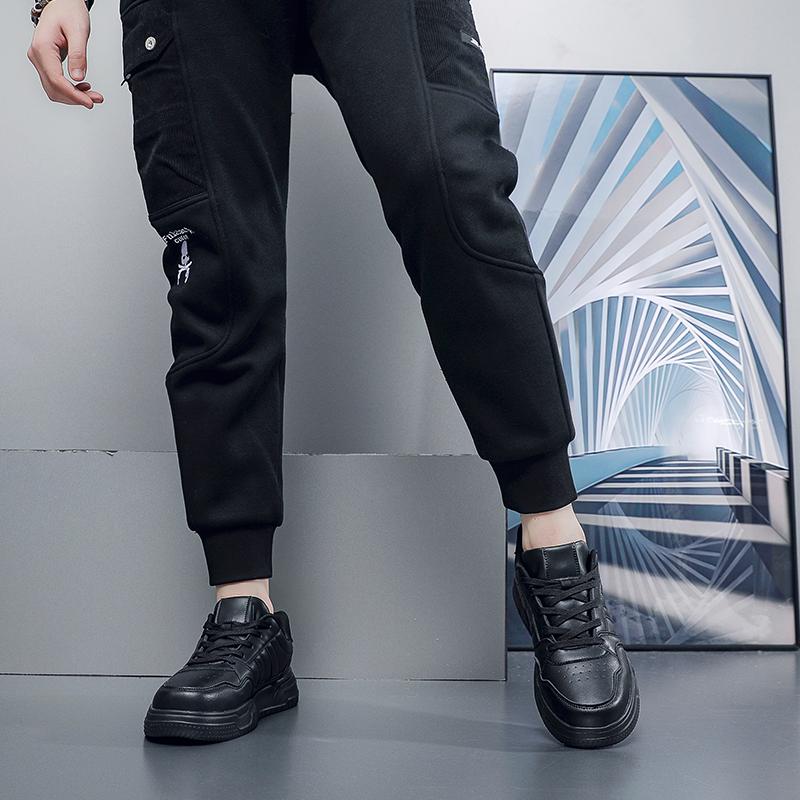 Men's Leather Sneakers Trend Casual Skateboard Shoes Thick Soles Platform