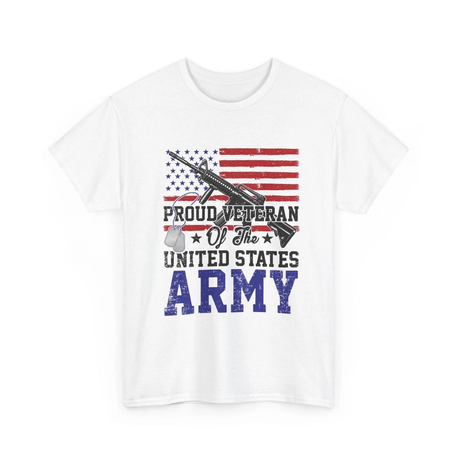 Proud Veteran T-Shirt United States Army American Flag, Military Soldier Gift S