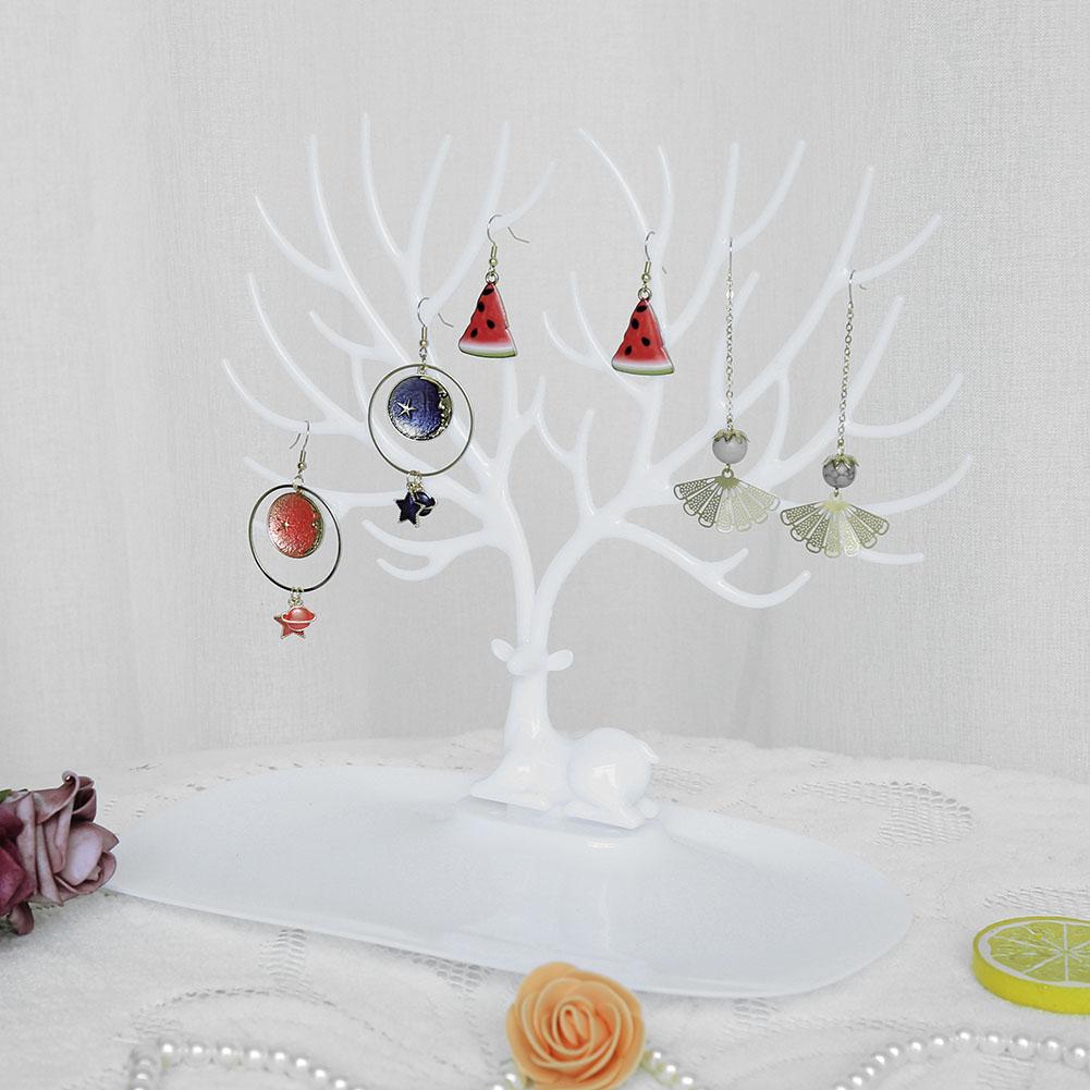 Antler Shape Dish Necklace Bracelet Pendant Jewelry Organizer Display Holder (White)
