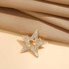 Zinc Alloy Brooch Pin Star Shape Lapel Badge with Rhinestones Inlaid Decorative Outfit Pin