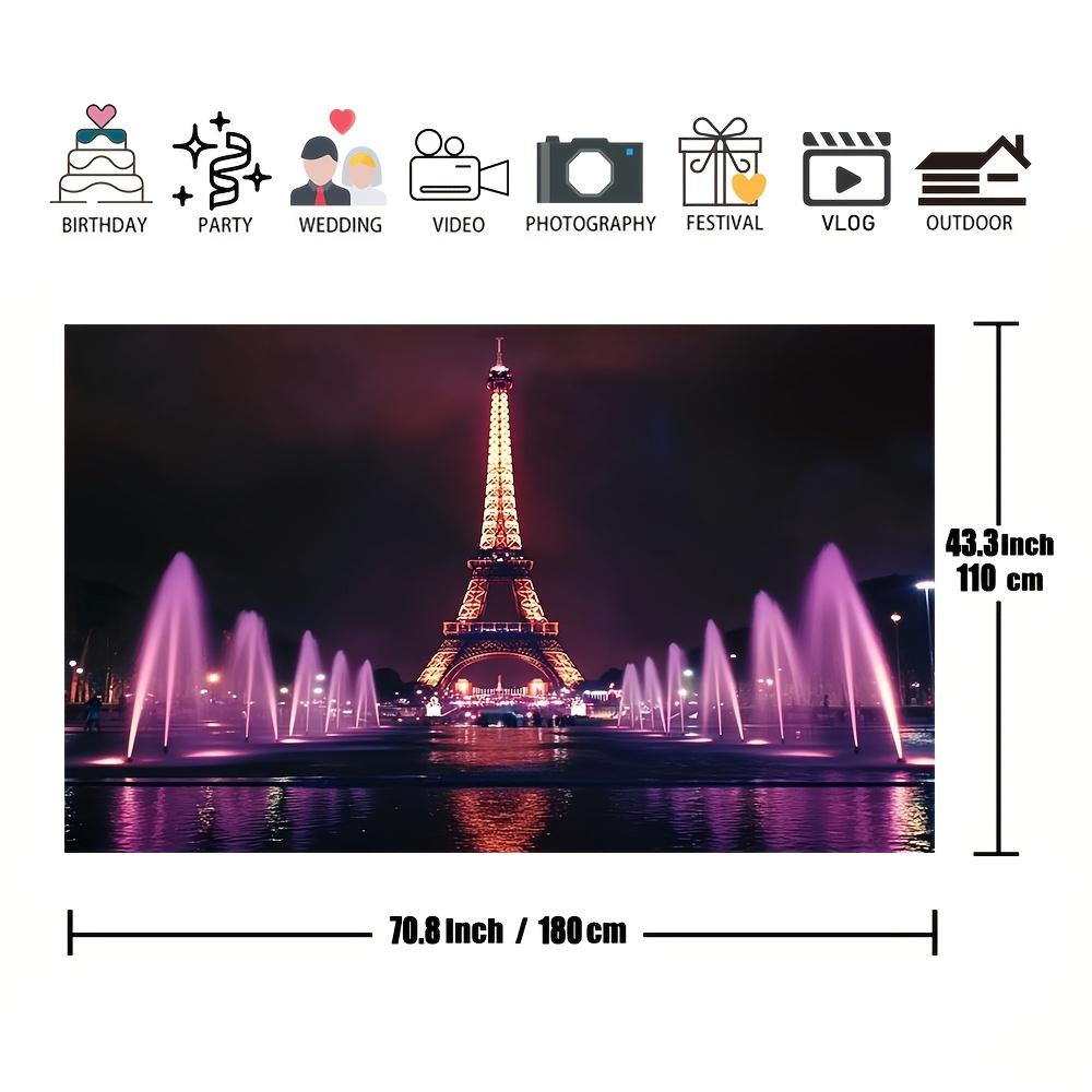 1 Piece of Eiffel Tower Paris Night View Wall Decoration Made of Polyester Suitable As a Background for Weddings and Parties