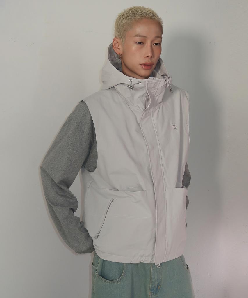 SOMEPLACE MAN Hooded Multi-Pocket Oversized Nylon Windbreaker Daily Vest_2 Colors