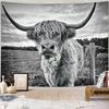 Cow Tapestry,Funny Highland Wall Art Tapestries,Western Country Animal Rustic Bull Cattle Farmhouse Decor Tapestry Wall Hanging