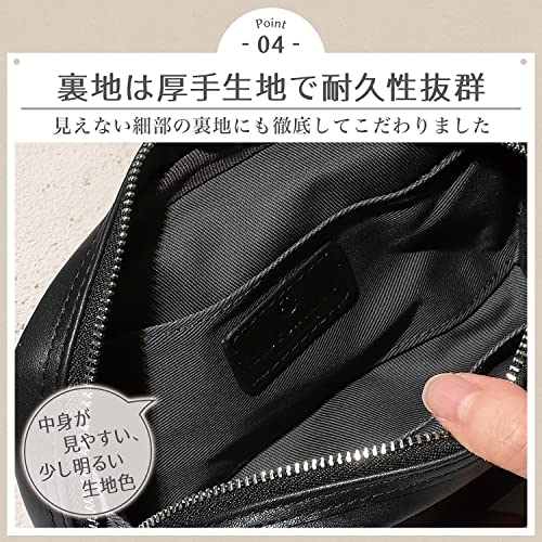 BLUE SINCERE Square Pouch, Genuine Leather, Men's and Women's, Rectangular, Gusseted, Large Capacity, Freestanding, Gadget Case, Makeup Pouch, Leather