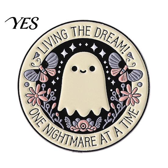 Enamel Badge Brooch Pin, Ghost Butterfly Design Lapel Metal Colorful Decorative Clothing Pin with Standard Safety Versatile for Bags Hats Shoes A