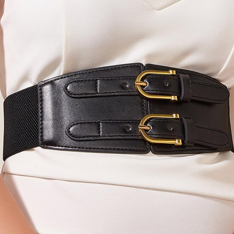 Gothic Solid Color Lift Up Female Waist Corset Wide Faux Leather Belt Women Fashion Slimming Waistband Elastic Corsets