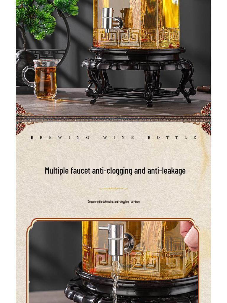 Luxury Sealed Wine & Baijiu Soaking Jar with Faucet for Household Use