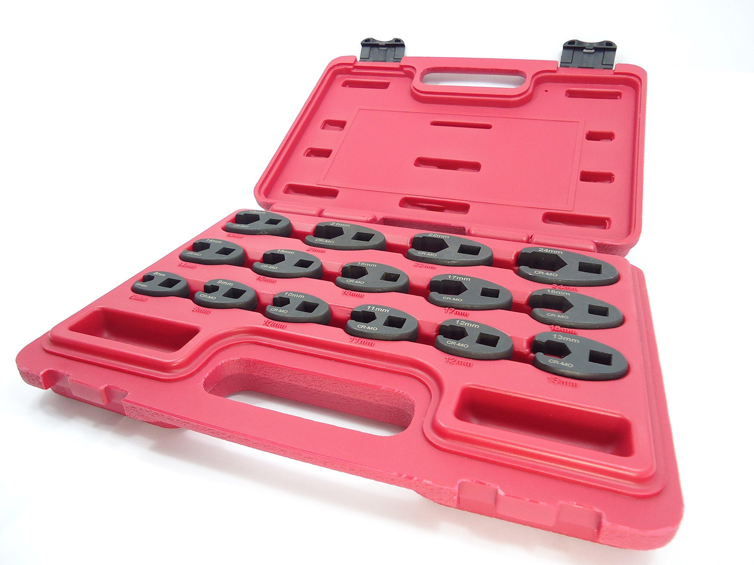 

Flare Nut Wrench and Flare Nut Socket Set for Brake Pipes 8mm 9mm 10mm 11mm 12mm 13mm 14mm 15mm 16mm 17mm 18mm 19mm 21mm 22mm 24mm