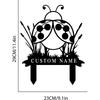 Metal Garden Stake Decor Personalized Ladybugs Outdoor Ornament