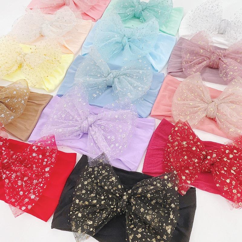 Baby hair accessories plain soft nylon bow headband children's headscarf jewelry children's hair accessories