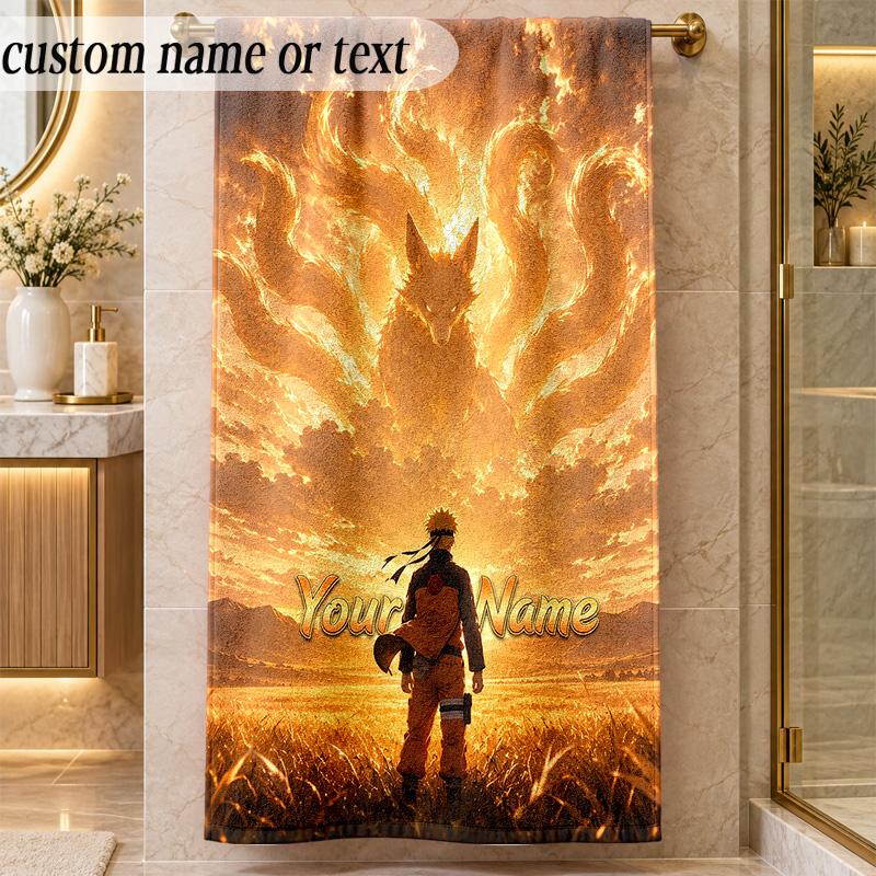 Beach TowelNaruto Custom Name Text Personalized Soft Towel for Beach Pool Indoor Home Decor Gift