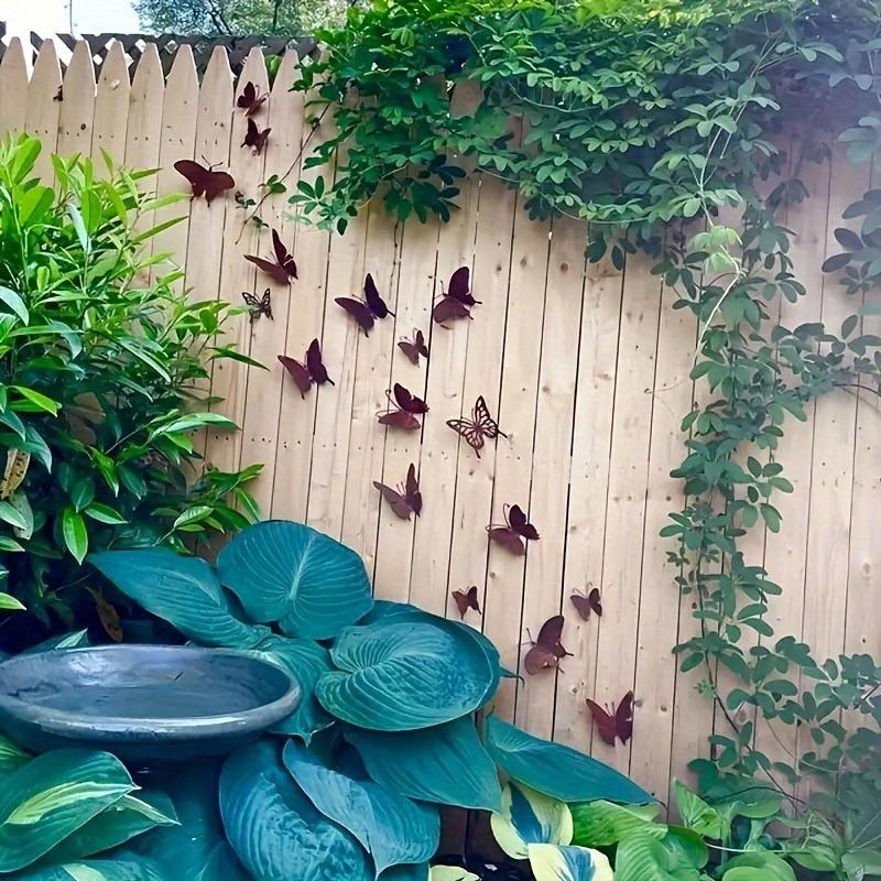 Wrought Iron 15-piece Butterfly Wall Decoration Outdoor Garden Courtyard Fence Art Decoration 3D Three-dimensional Simulation Butterfly