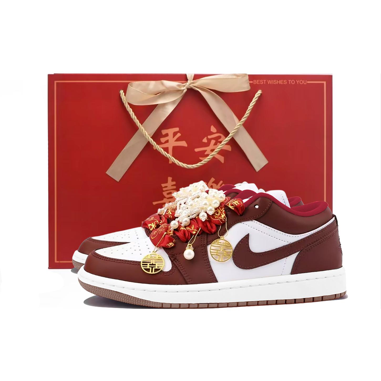 

Jordan Air Jordan 1 Leather Low top Vintage Basketball Shoes Unisex Red White IR7600-211(Team59-SBOX) 40