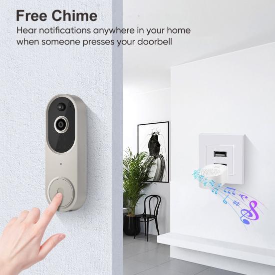 Wireless Safe Doorbell Camera 1080p Resolution Real-Time Communication AI Motion Detection Easy Installation Wi-Fi Video Doorbell