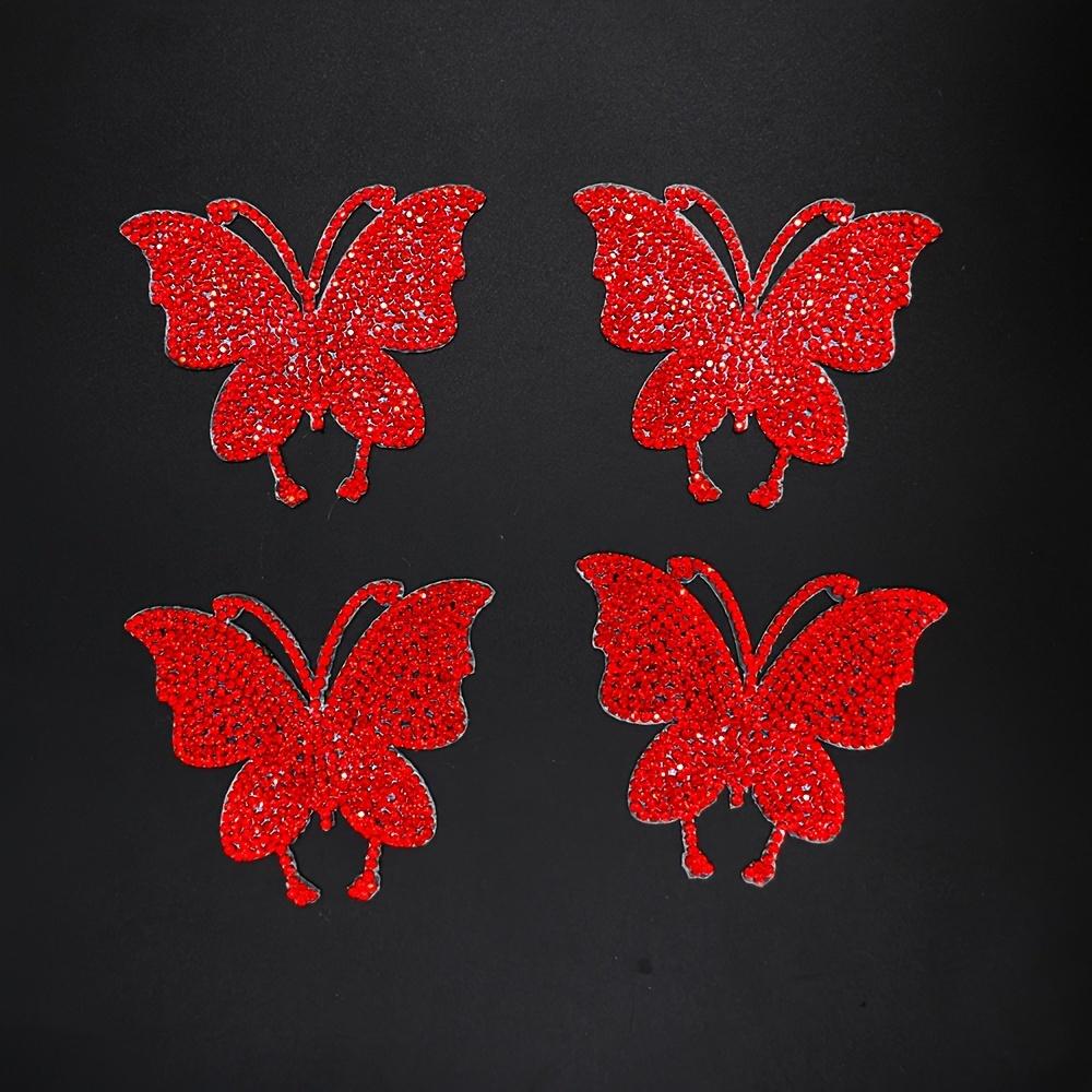 4pcs Rhinestone Butterfly Self-Adhesive Patches, DIY Suitable for Car, Bag, Hat, Book Decoration, Self-Adhesive Rhinestone Stickers