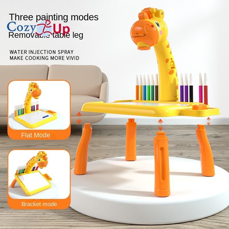 Fawn Projection Drawing Board Children's Learning Drawing Table Graffiti Writing Drawing Board Educational Early Education Toy Projector Table
